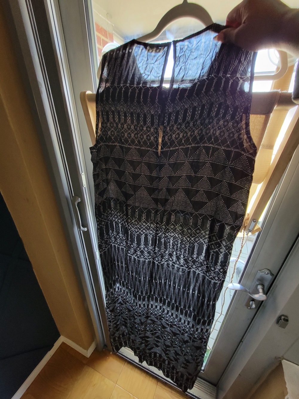 Sleeveless Black Patterned Midi Dress